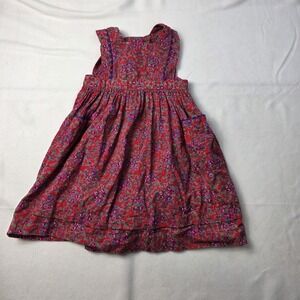 cary san francisco girl's penafore jumper romper size 4 red floral